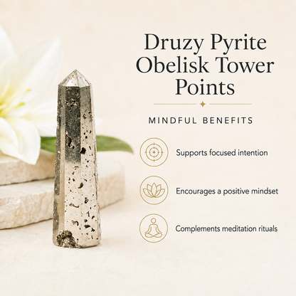 Pyrite Druzy Tower Point (Memory and Wealth)  DestGlow