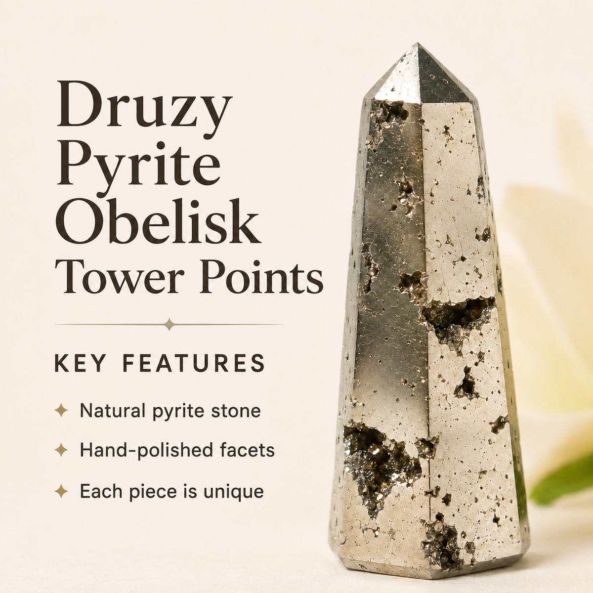 Pyrite Druzy Tower Point (Memory and Wealth)  DestGlow