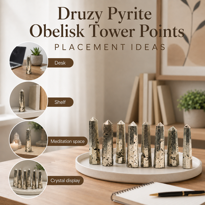 Pyrite Druzy Tower Point (Memory and Wealth)
