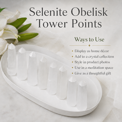 Selenite Tower Point (Insight and Flexibility)  DestGlow