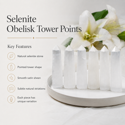 Selenite Tower Point (Insight and Flexibility)  DestGlow
