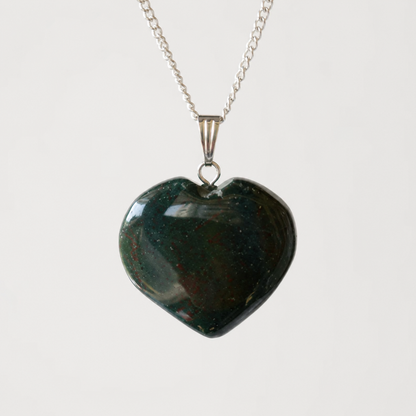 Real Bloodstone Crystal Heart Pendant, Genuine Heart Shaped Necklaces  DestGlow