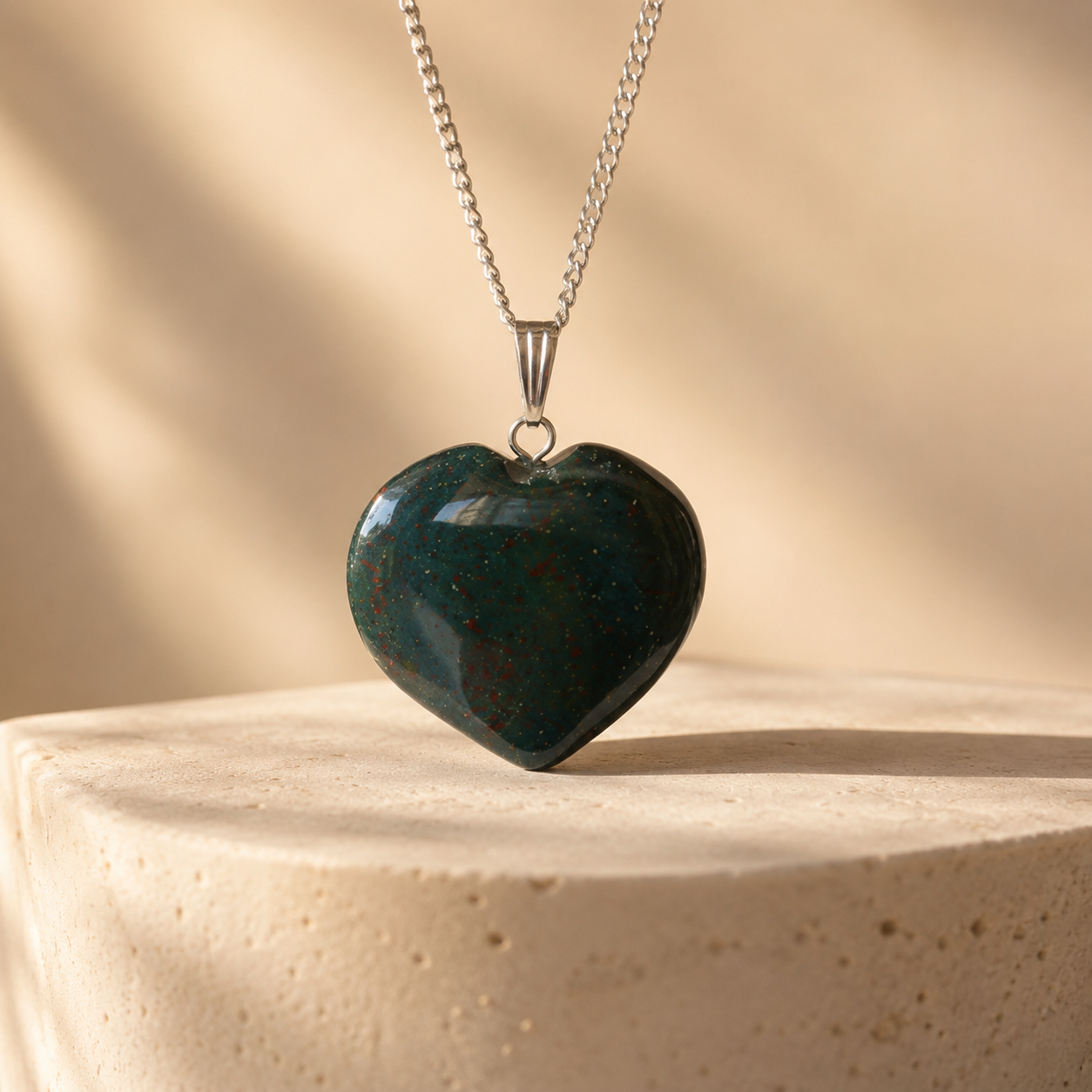 Real Bloodstone Crystal Heart Pendant, Genuine Heart Shaped Necklaces  DestGlow