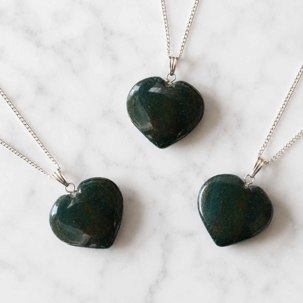 Real Bloodstone Crystal Heart Pendant, Genuine Heart Shaped Necklaces  DestGlow
