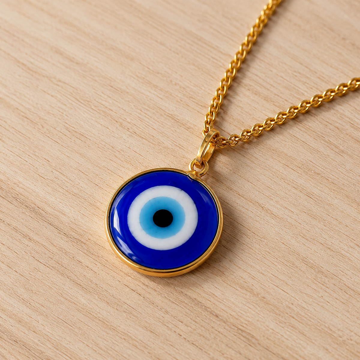 PERIMADE Turkish Evil Eye Pendant Necklace Charm, Blue Glass Evil Eye Bracelet Electroplated Gold Charm
