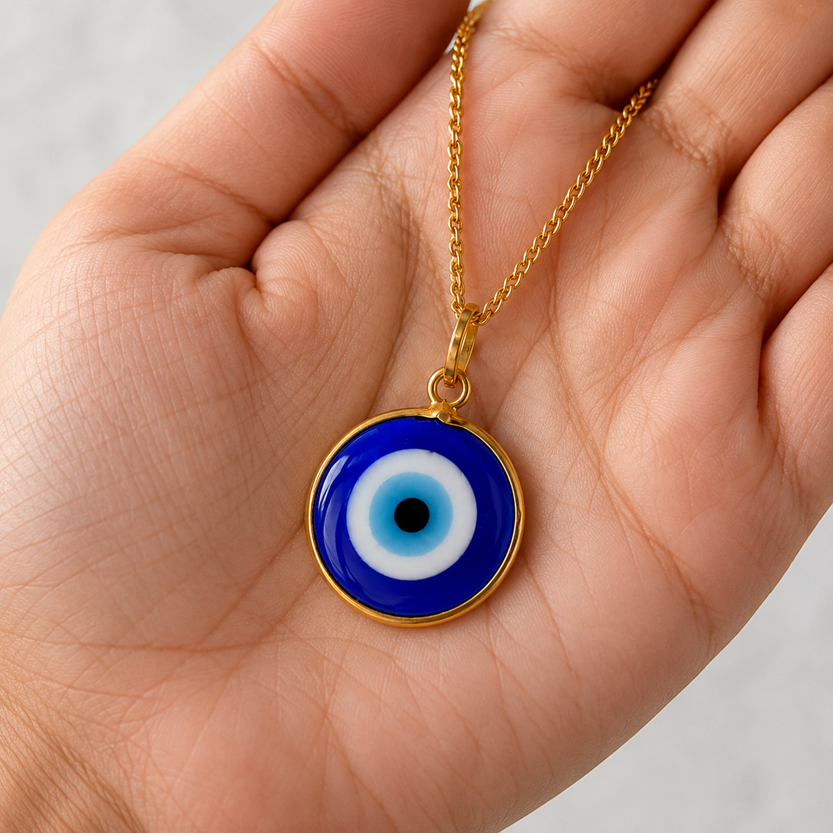 PERIMADE Turkish Evil Eye Pendant Necklace Charm, Blue Glass Evil Eye Bracelet Electroplated Gold Charm