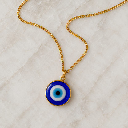 PERIMADE Turkish Evil Eye Pendant Necklace Charm, Blue Glass Evil Eye Bracelet Electroplated Gold Charm