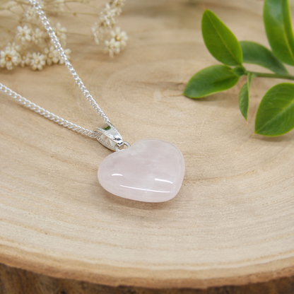 Rose Quartz Heart Pendant, Heart Shaped Stone Rose Quartz Pendants.  DestGlow