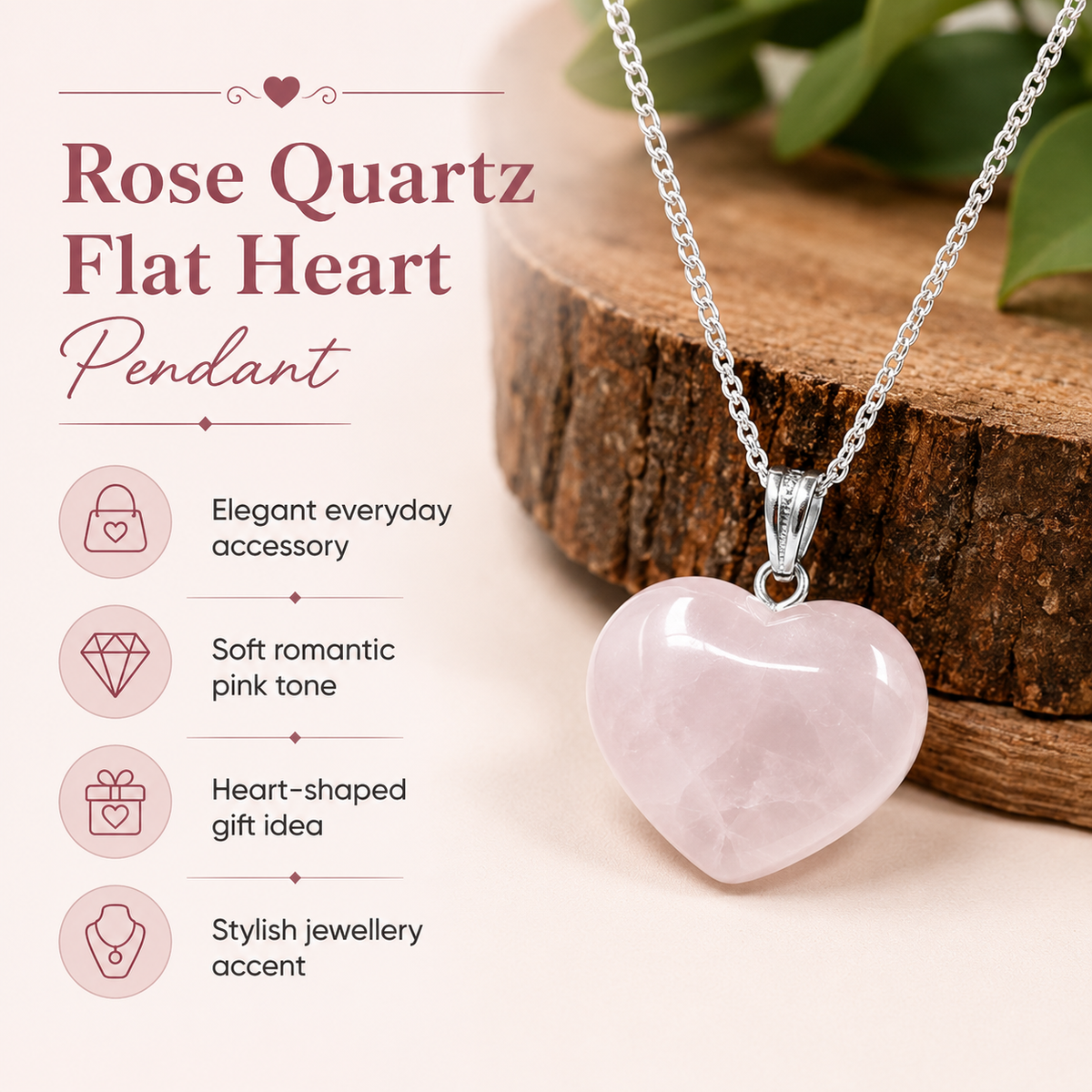 Rose Quartz Heart Pendant, Heart Shaped Stone Rose Quartz Pendants.  DestGlow