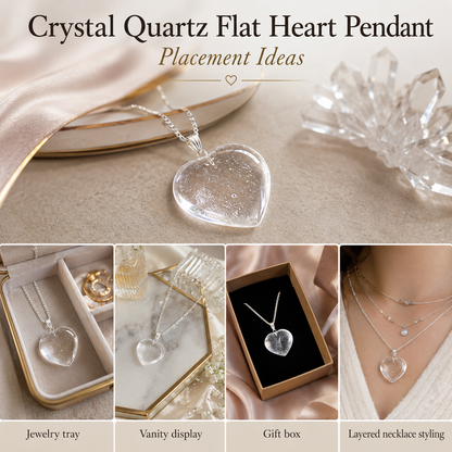 Clear Quartz Crystal Heart Pendant, Genuine Heart Shaped Necklaces.  DestGlow