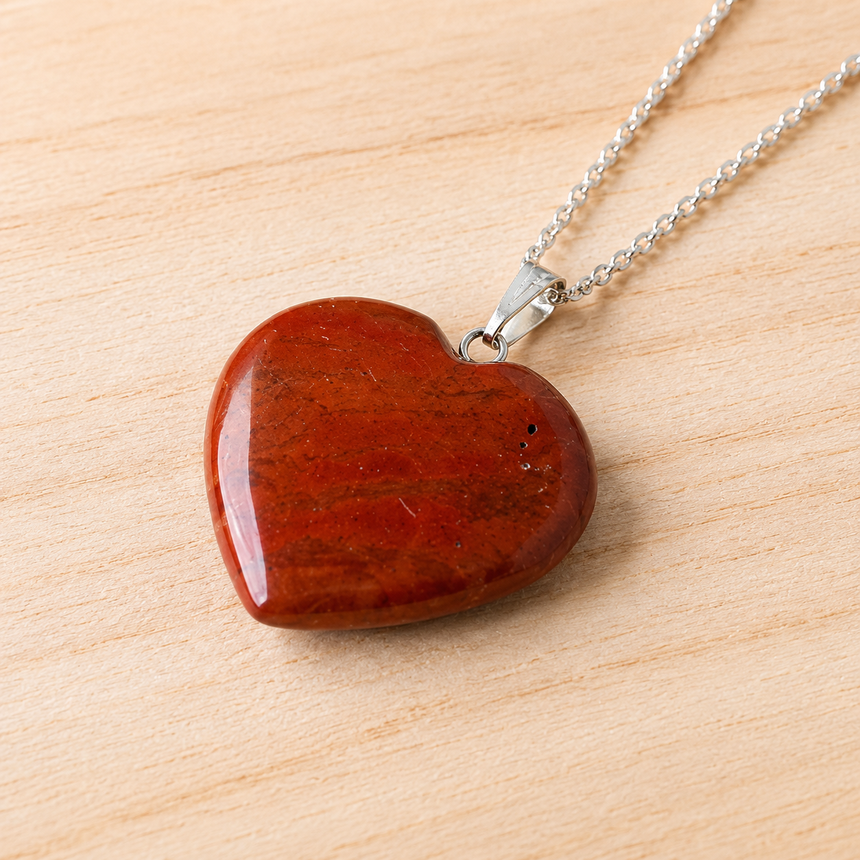 Real Red Jasper Crystal Heart Pendant, Genuine Heart Shaped  DestGlow