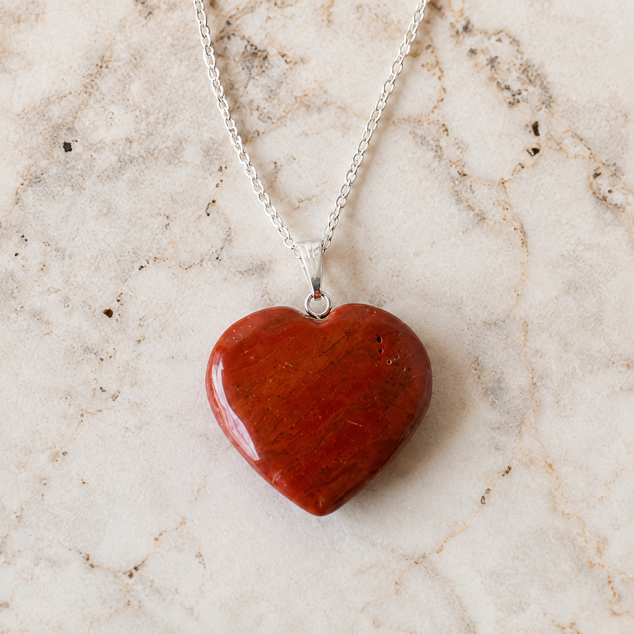 Real Red Jasper Crystal Heart Pendant, Genuine Heart Shaped  DestGlow