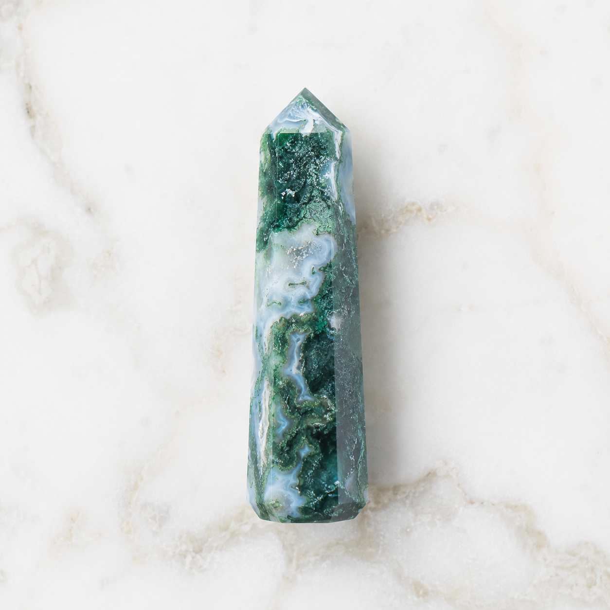 Moss Agate Tower Point (Tranquility and Emotional Balance)