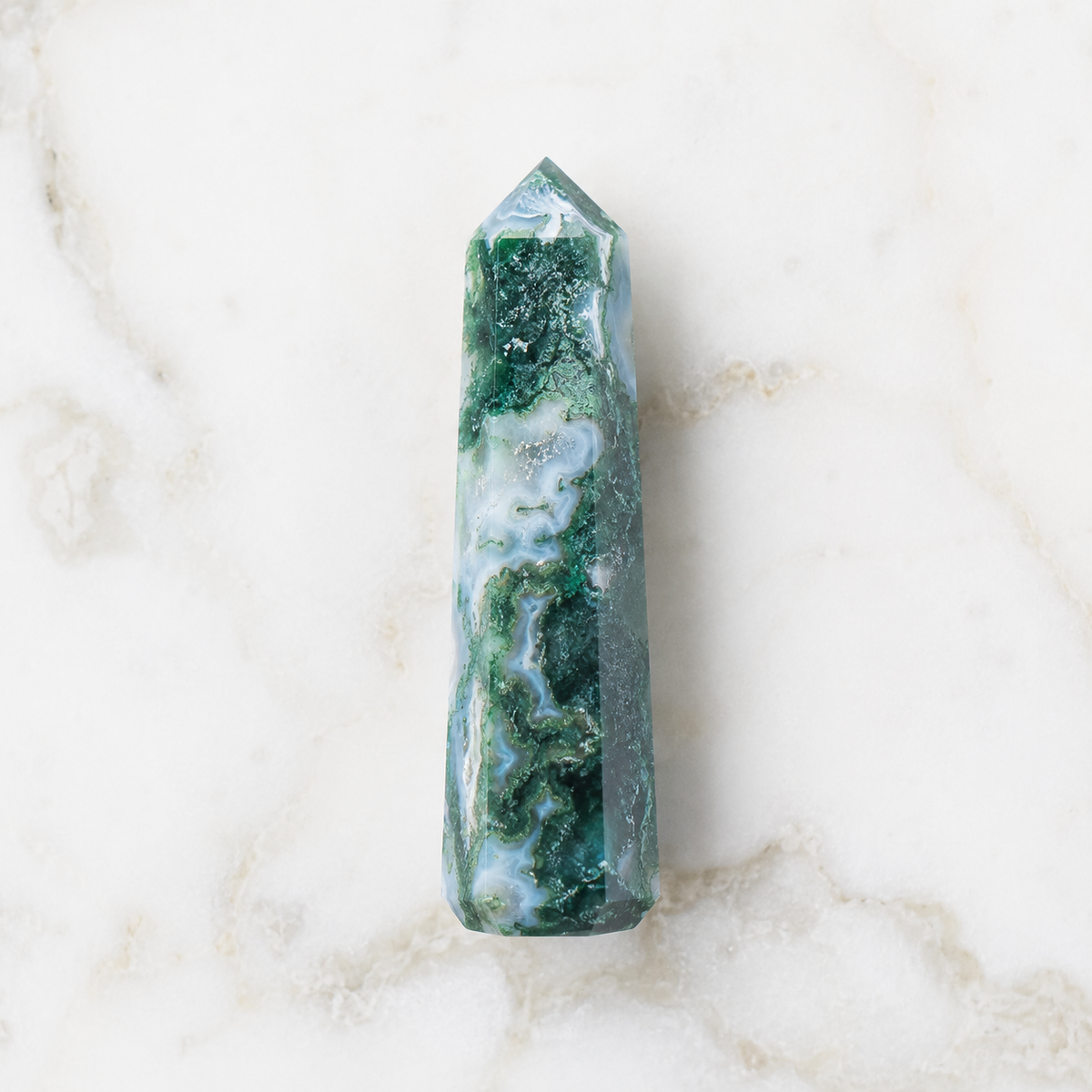 Moss Agate Tower Point (Tranquility and Emotional Balance)
