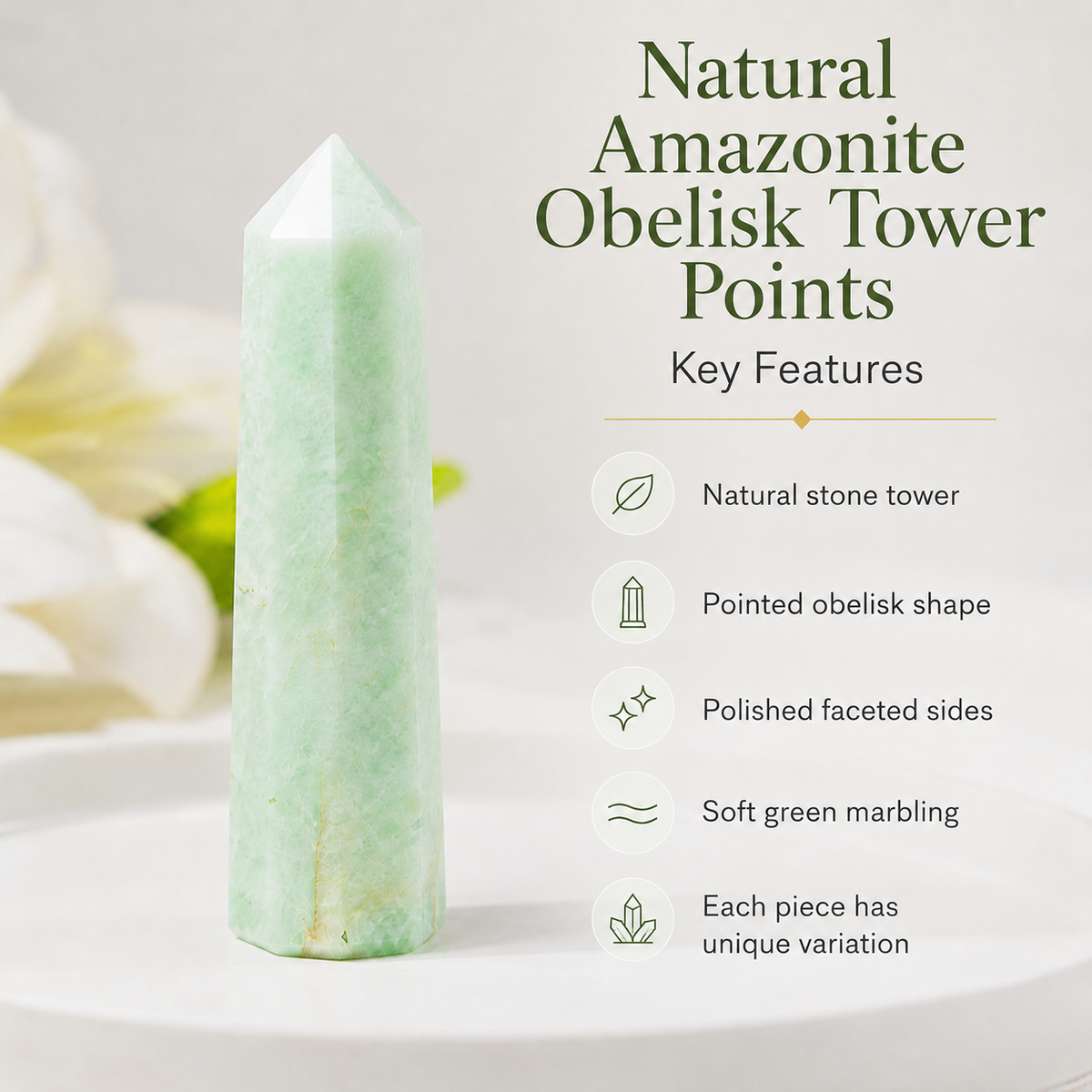 Amazonite Tower Point (Anxiety and Clarity)  DestGlow
