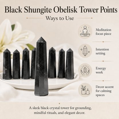 Black Shungite Tower Point (Purification and Inflammation)  DestGlow