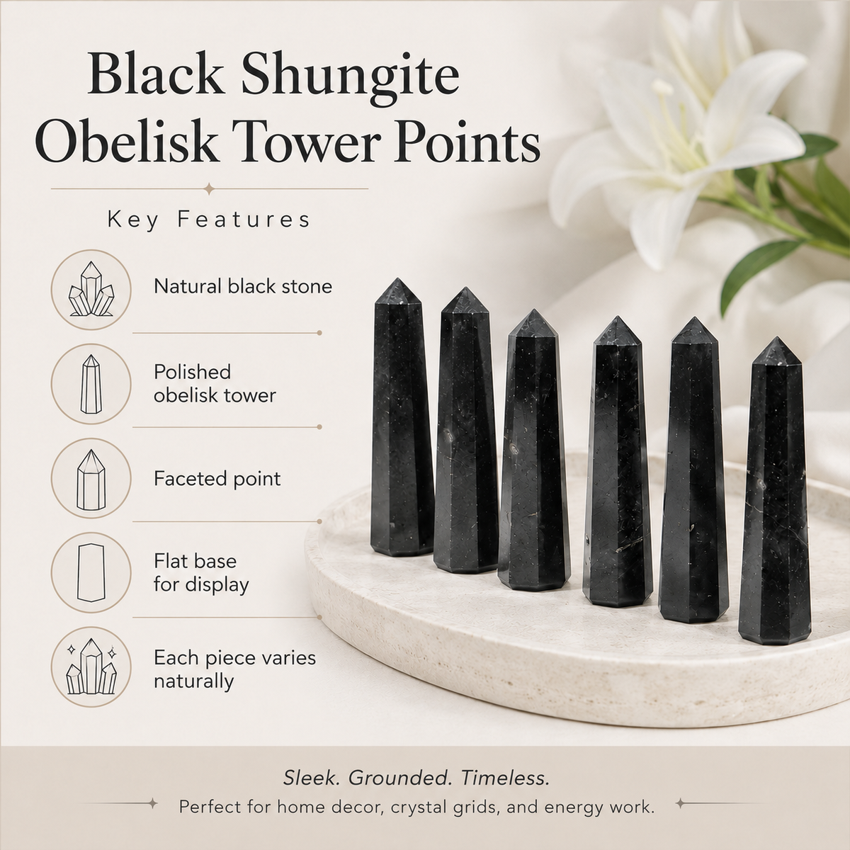 Black Shungite Tower Point (Purification and Inflammation)
