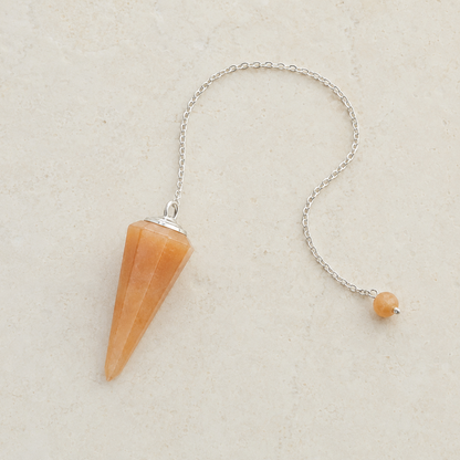 Orange Aventurine Faceted Hexagon Pendulum, Crystal Pendulum  DestGlow