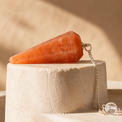 Orange Aventurine Faceted Hexagon Pendulum, Crystal Pendulum  DestGlow