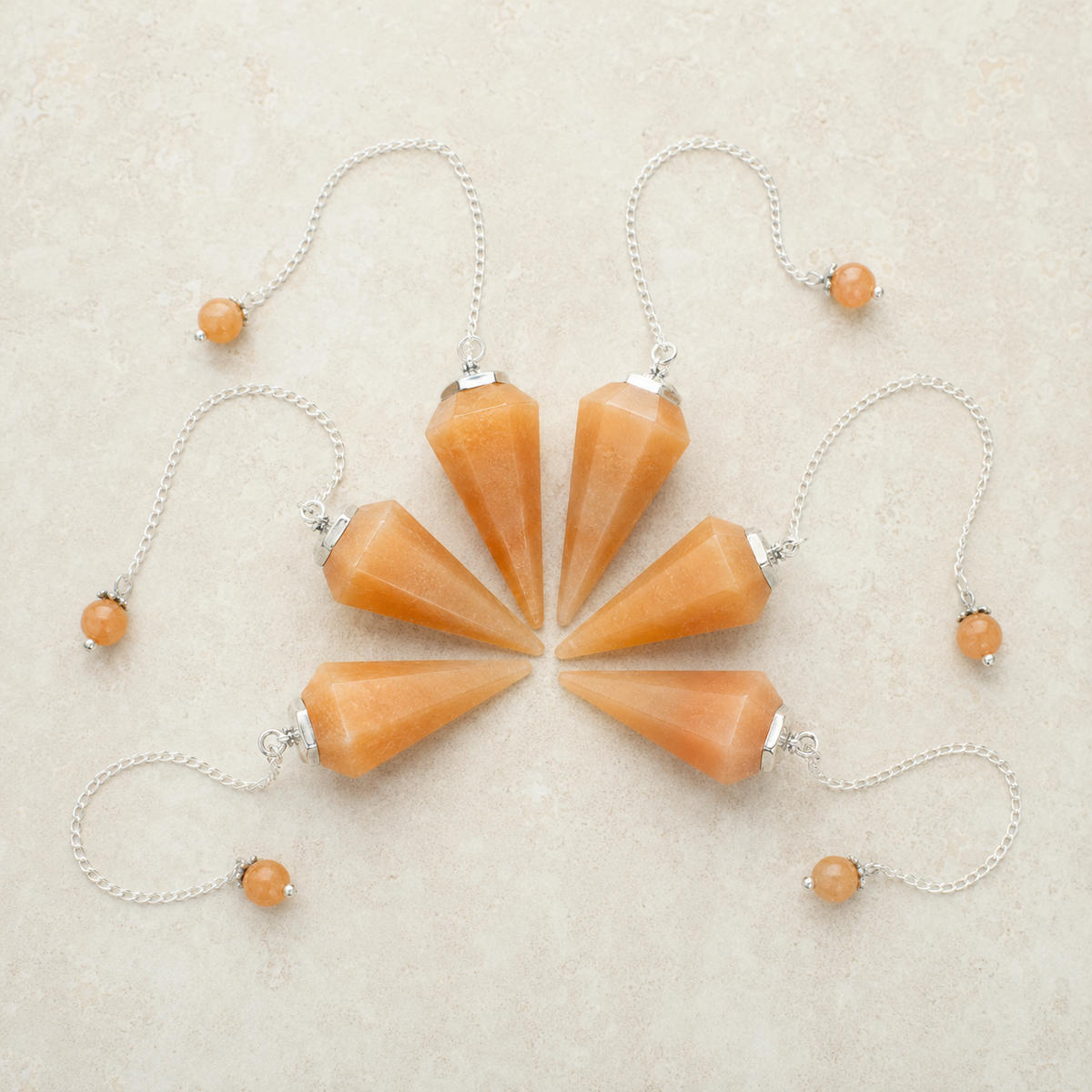 Orange Aventurine Faceted Hexagon Pendulum, Crystal Pendulum  DestGlow