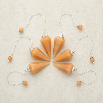 Orange Aventurine Faceted Hexagon Pendulum, Crystal Pendulum  DestGlow