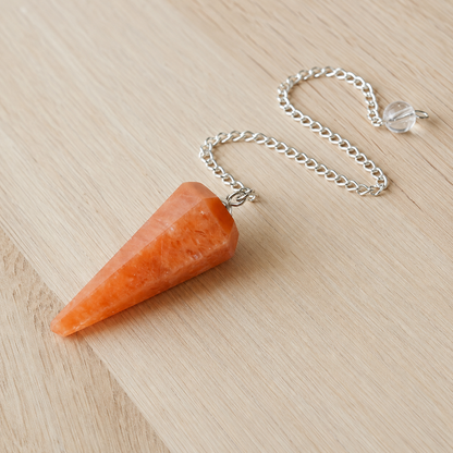Orange Aventurine Faceted Hexagon Pendulum, Crystal Pendulum  DestGlow