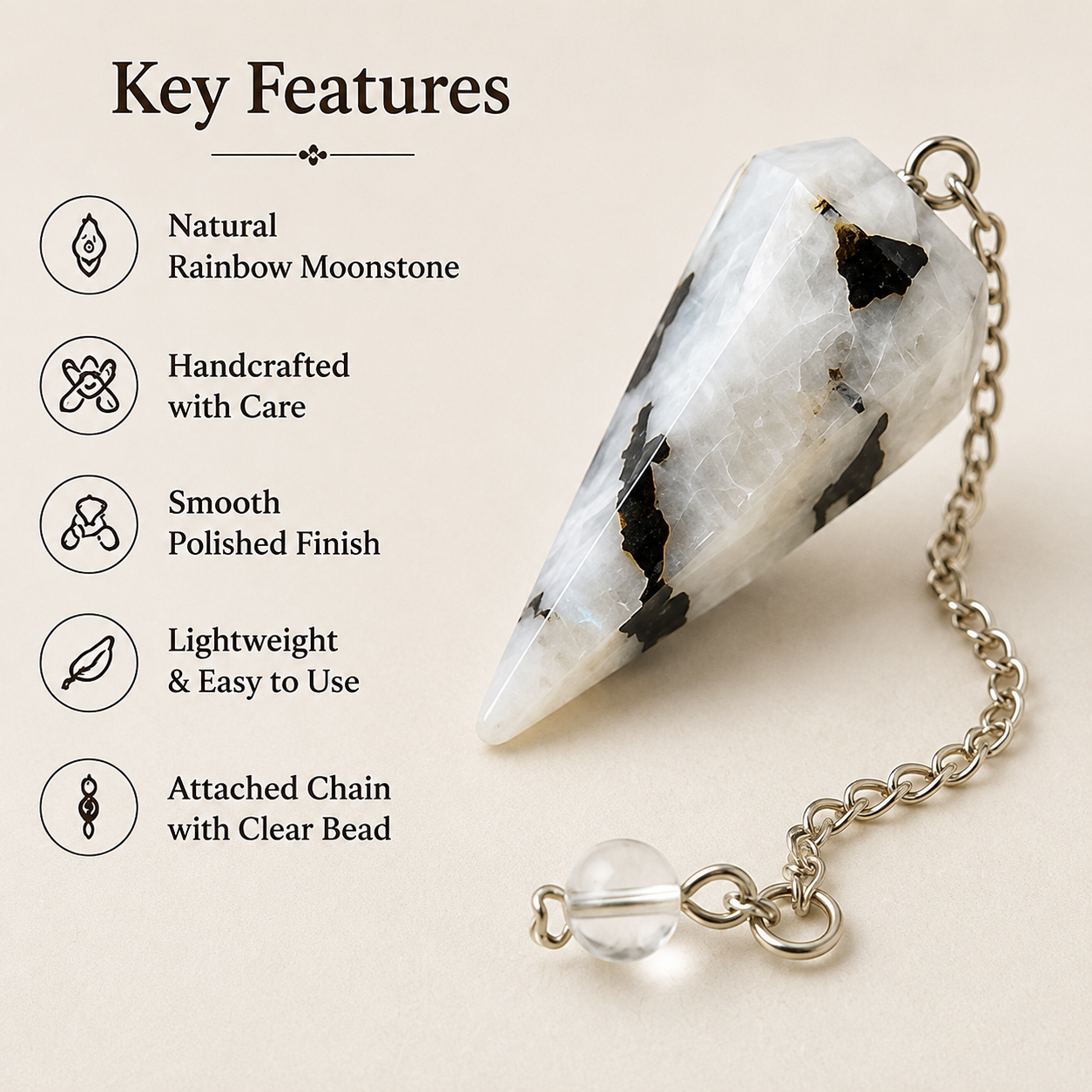 Rainbow Moonstone Pendulum (Growth and Inspiration )  DestGlow