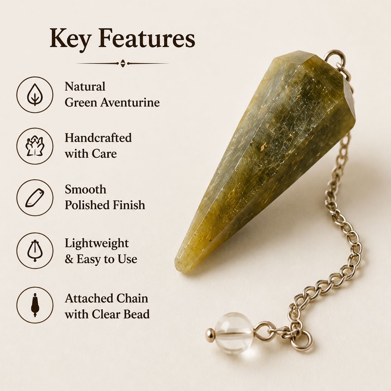 Green Aventurine Pendulum (Cleansing and Stress Relief)
