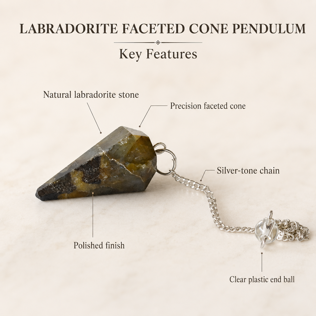 Labradorite Pendulum (Synchronicity and Protection)  DestGlow