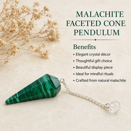 Malachite Faceted Hexagon Pendulum, Crystal Pendulum  DestGlow