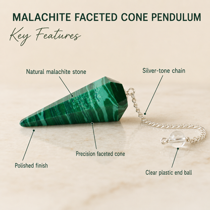 Malachite Faceted Hexagon Pendulum, Crystal Pendulum  DestGlow