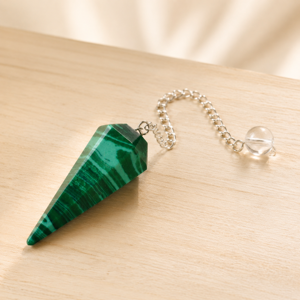 Malachite Faceted Hexagon Pendulum, Crystal Pendulum  DestGlow