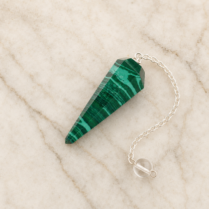Malachite Faceted Hexagon Pendulum, Crystal Pendulum  DestGlow