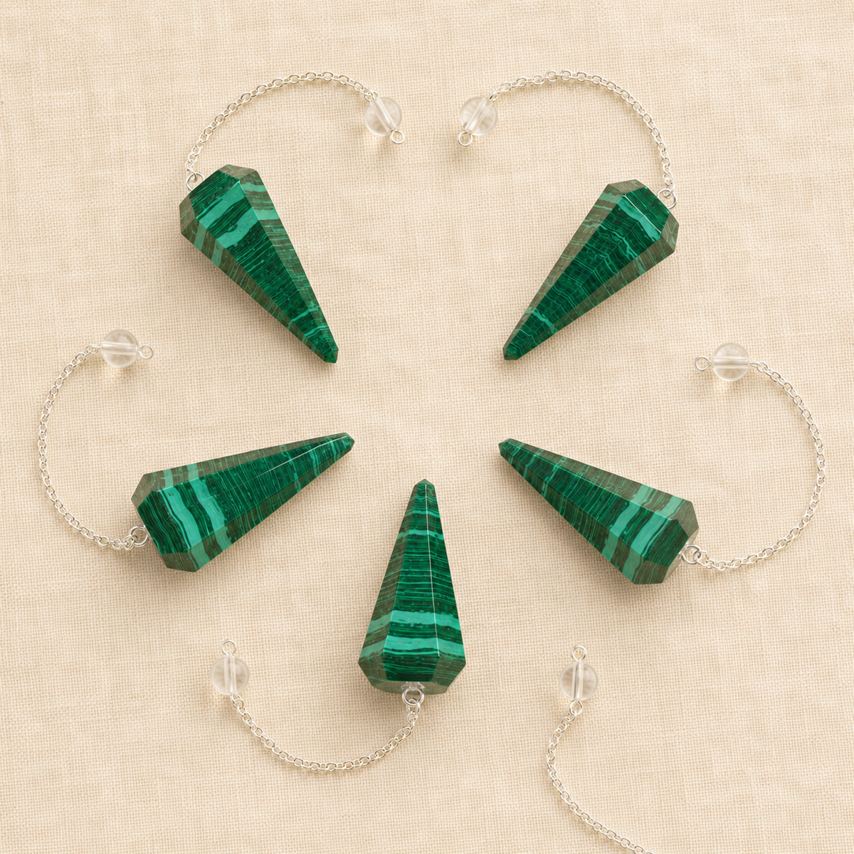Malachite Faceted Hexagon Pendulum, Crystal Pendulum  DestGlow