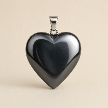 Genuine Hematite Crystal Heart Pendant, Genuine Heart Shaped Necklaces  DestGlow