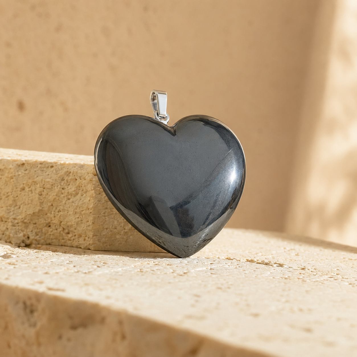 Genuine Hematite Crystal Heart Pendant, Genuine Heart Shaped Necklaces  DestGlow