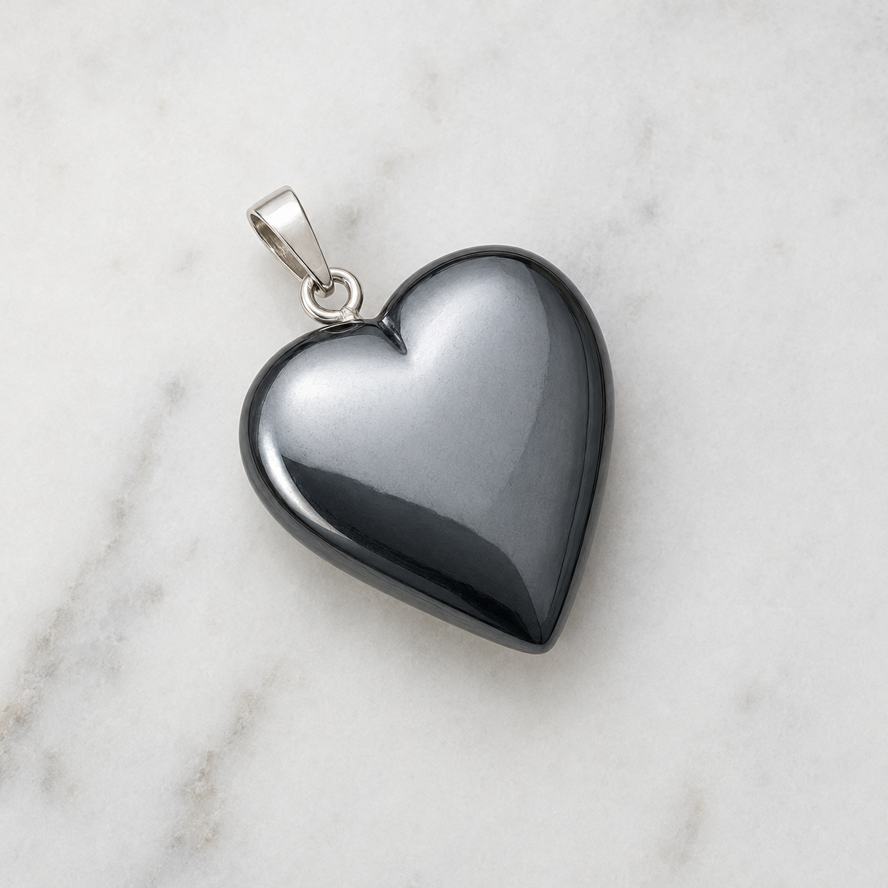 Genuine Hematite Crystal Heart Pendant, Genuine Heart Shaped Necklaces  DestGlow