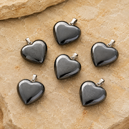 Genuine Hematite Crystal Heart Pendant, Genuine Heart Shaped Necklaces  DestGlow