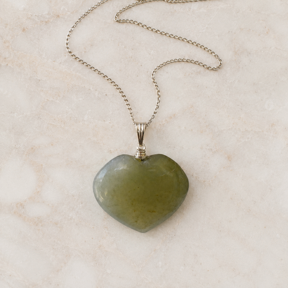 Real Green Aventurine Crystal Heart Pendant, Genuine Heart Shaped Necklaces  DestGlow