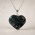 Real Moss Agate Crystal Heart Pendant, Genuine Heart Shaped Necklaces, Polished Gemstone Charm  DestGlow