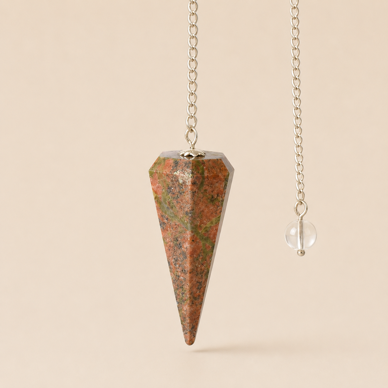 Unakite Faceted Hexagon Pendulum, Crystal Pendulum  DestGlow