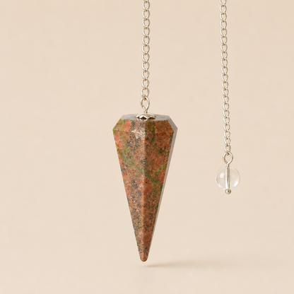 Unakite Faceted Hexagon Pendulum, Crystal Pendulum  DestGlow