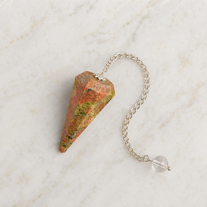 Unakite Faceted Hexagon Pendulum, Crystal Pendulum  DestGlow