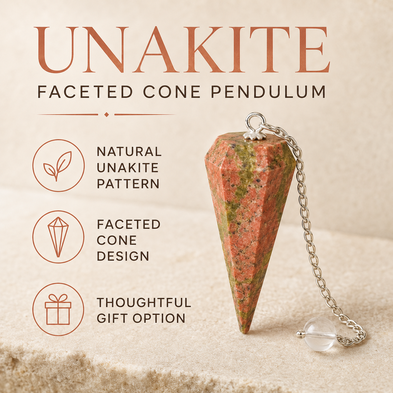Unakite Faceted Hexagon Pendulum, Crystal Pendulum  DestGlow