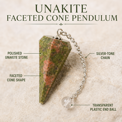 Unakite Faceted Hexagon Pendulum, Crystal Pendulum  DestGlow