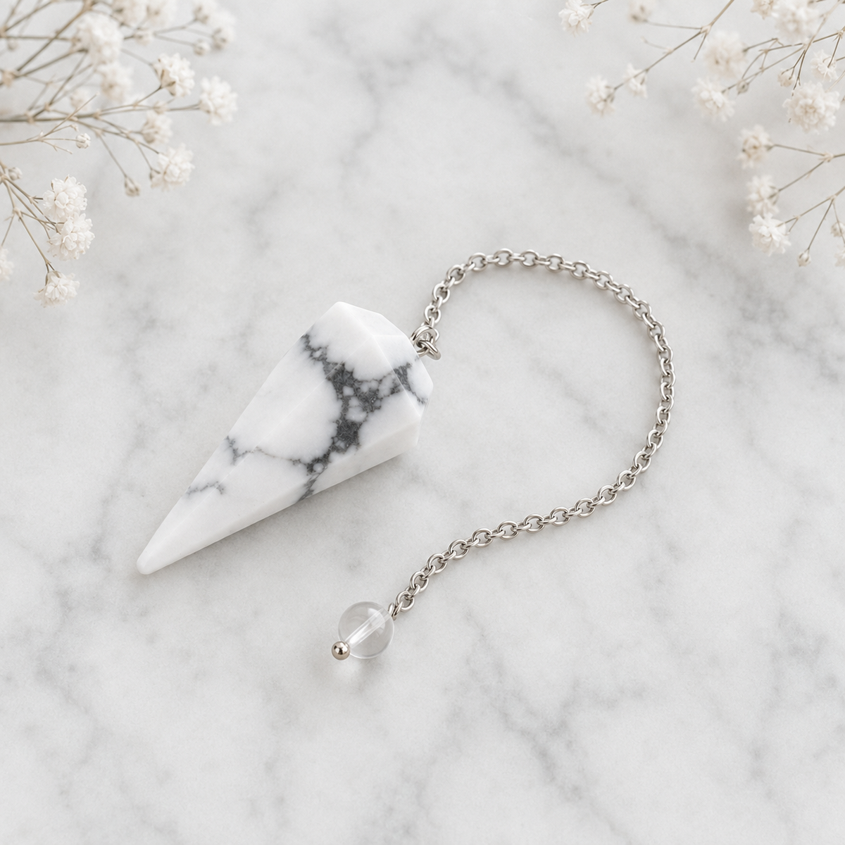 Howlite Pendulum (Inspiration and Balance)  DestGlow
