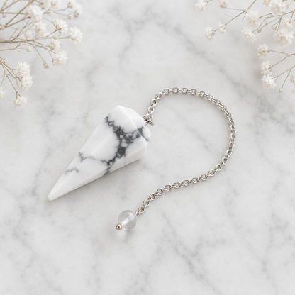 Howlite Pendulum (Inspiration and Balance)  DestGlow