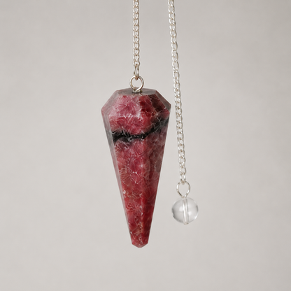 Rhodonite Faceted Hexagon Pendulum, Crystal Pendulum  DestGlow
