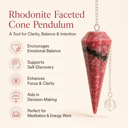 Rhodonite Faceted Hexagon Pendulum, Crystal Pendulum  DestGlow