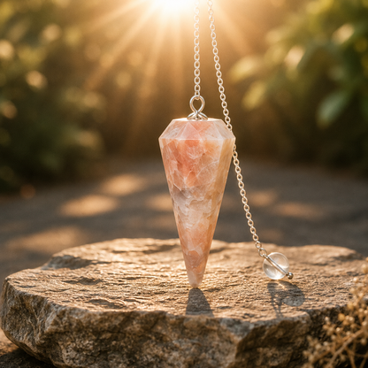 Moonstone Faceted Hexagon Pendulum, Crystal Pendulum  DestGlow